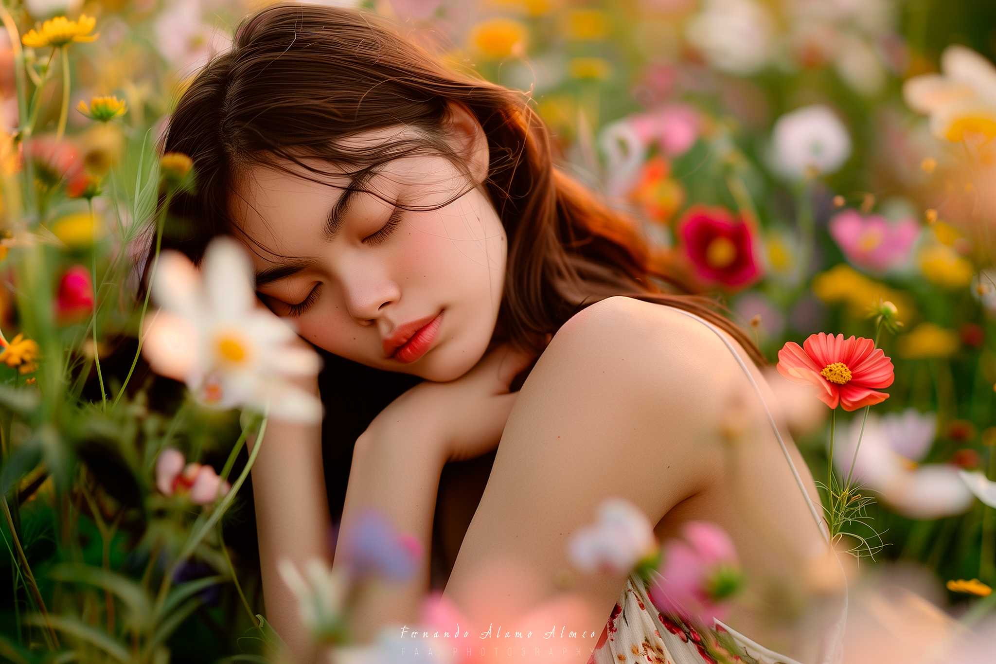 Mujer entre Flores Abrazo IV