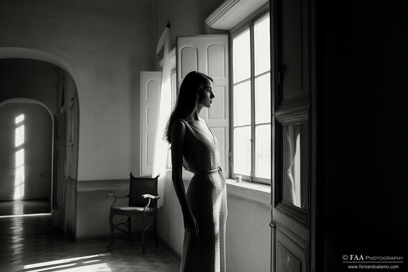 Mujer Frente a Ventana Monocromo IV