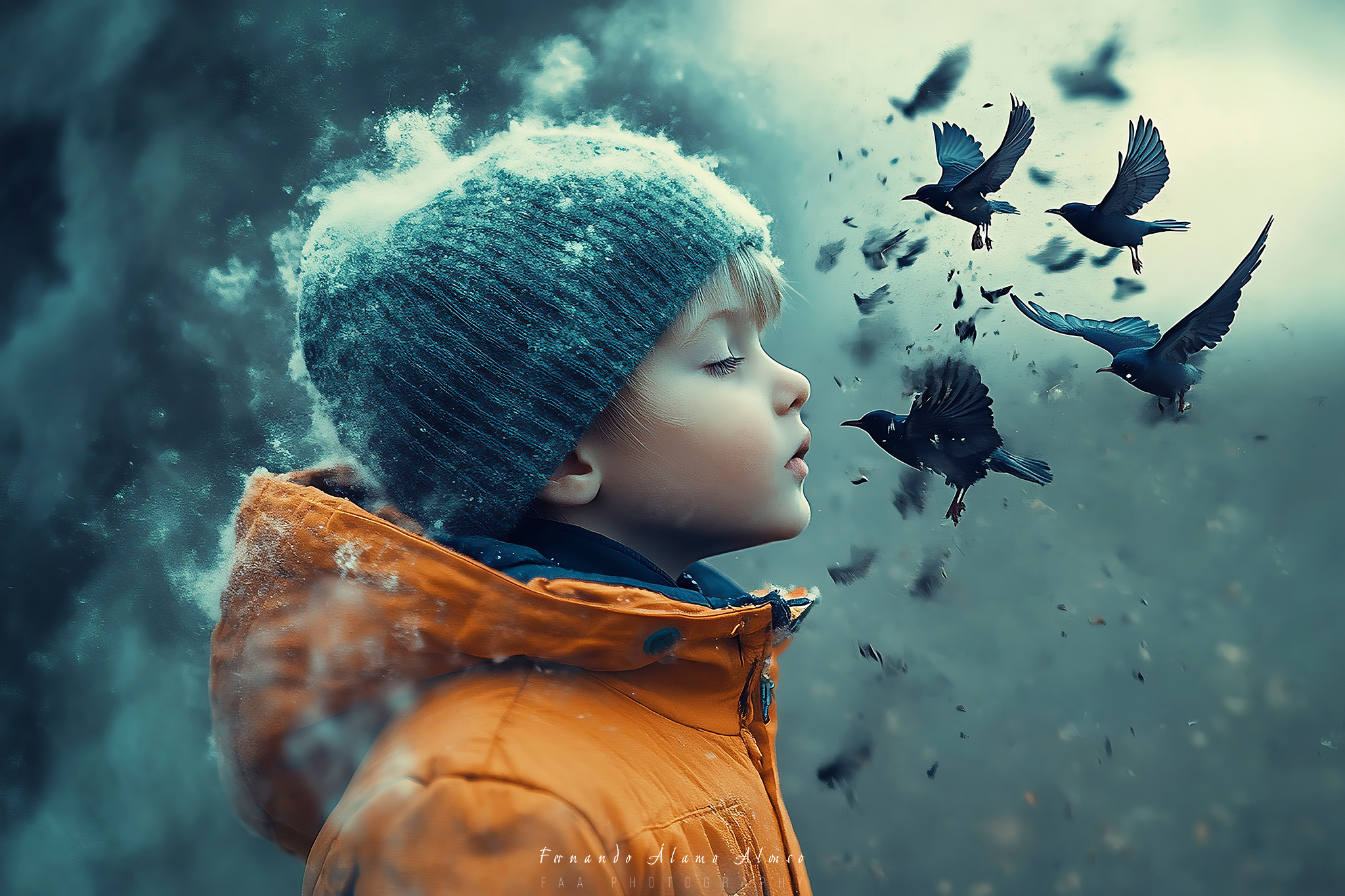 Niño Frente a Pajaros Caras Ionut