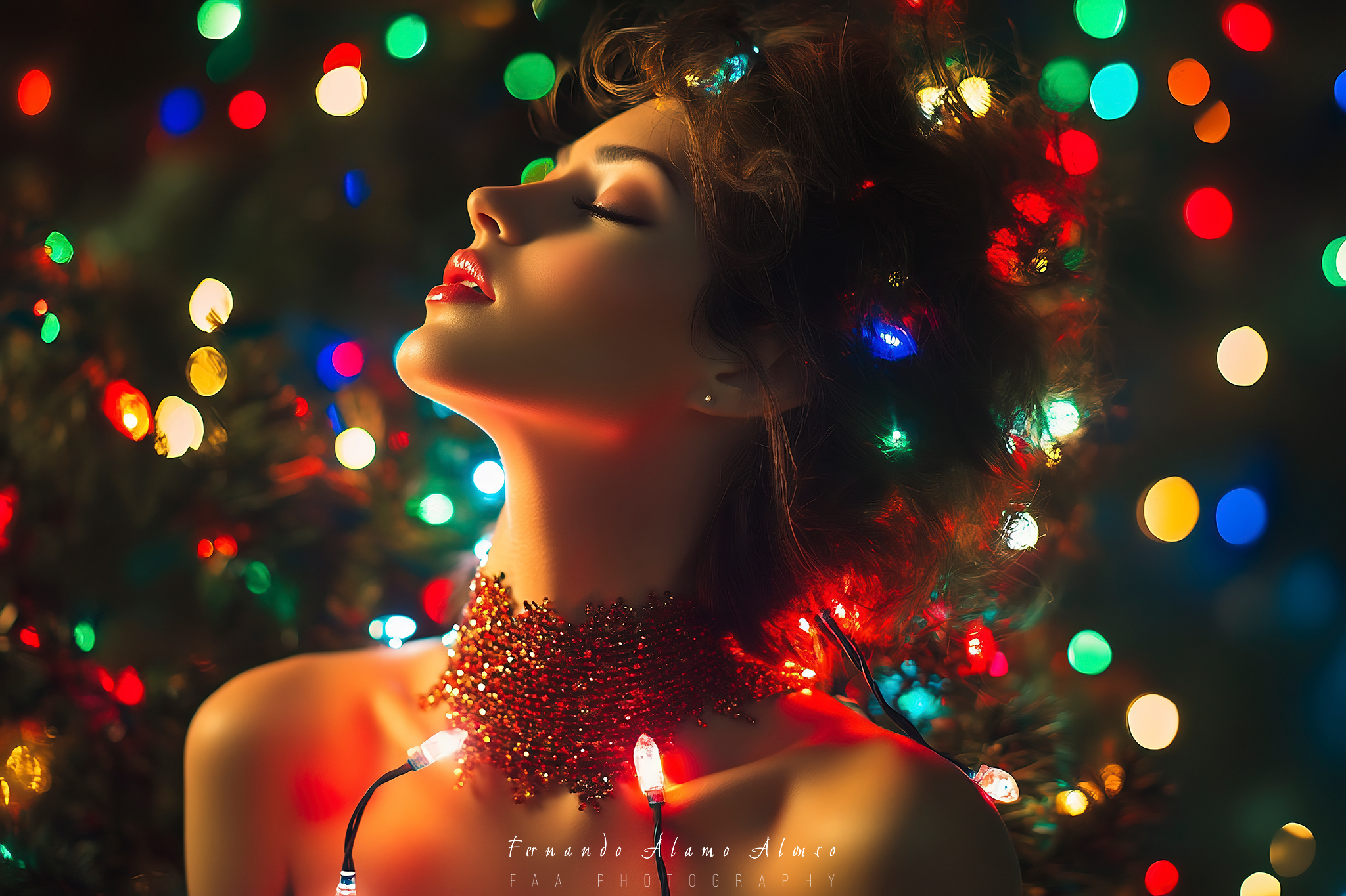 Retrato Chica con Luces sobre su Cabeza II